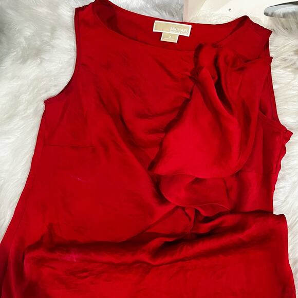 NEW Michael Kors Classic Flutter Draped Ruffle Crinkle Sleeveless Top Red 2 NWOT - Picture 11 of 16